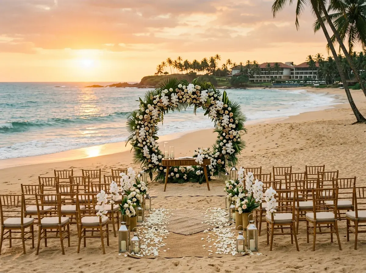 Ananya & Devin — Twilight Beachfront Banquet at Coastal Resort, Bentota